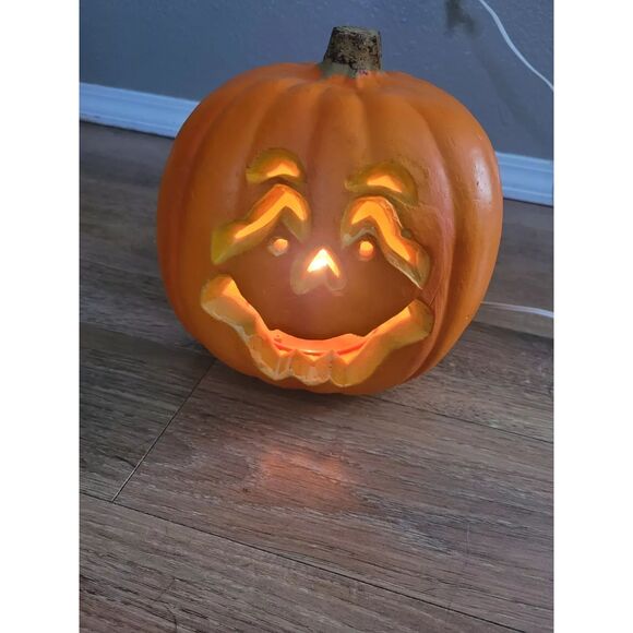 Light Up Kmart Vintage Jack-O-Lantern Hard Foam Material Tested/Works-8"x9" - Picture 1 of 8